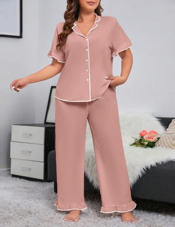 Compleu pijamale Shein Curve+, roz