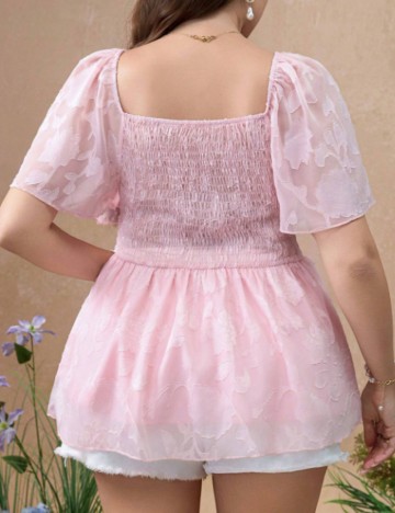 Cămașă cu m&acirc;necă scurtă Shein, roz