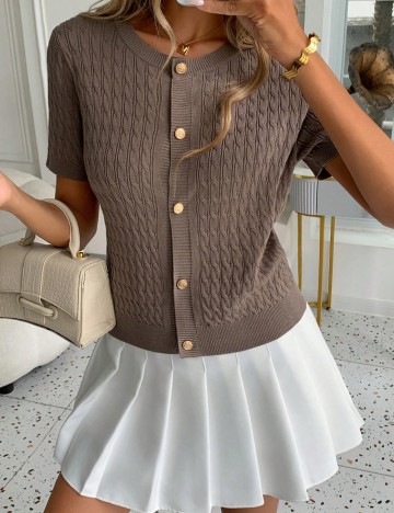 Bluză cu nasturi Shein, maro