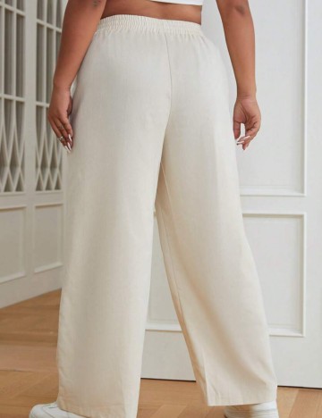 Pantaloni Shein Curve+, crem