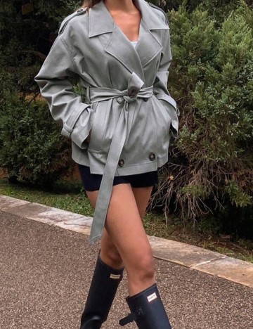 Trench scurt DAZY by Shein, gri