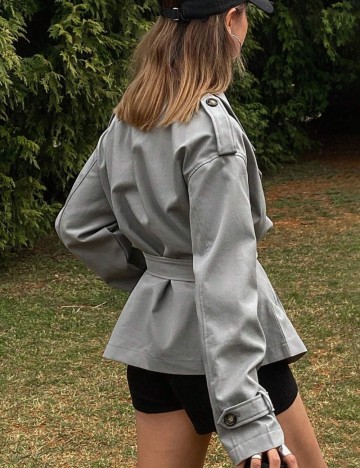 Trench scurt DAZY by Shein, gri