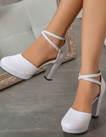 Pantofi cu toc Shein, argintiu