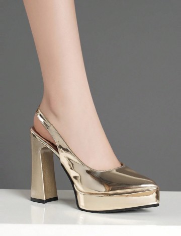 Pantofi cu toc Shein, auriu