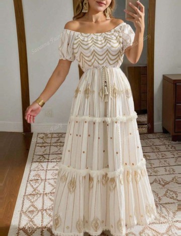 Rochie maxi Shein, crem