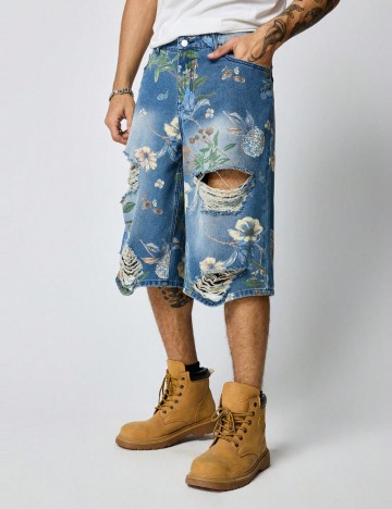Pantaloni scurți de blugi Romwe by Shein, albastru