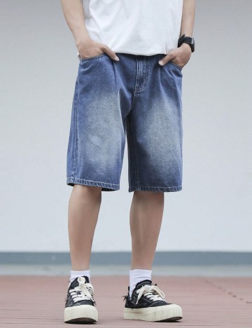 Pantaloni scurți de blugi MANFINITY by Shein, albastru