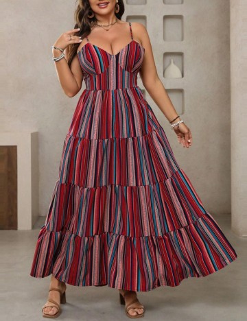 Rochie maxi Shein Curve+, mix culori