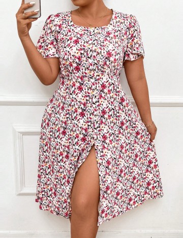 Rochie midi Shein Curve+, mix culori