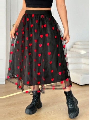Fustă midi Shein Curve+, negru