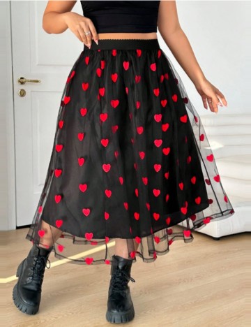 Fustă midi Shein Curve+, negru