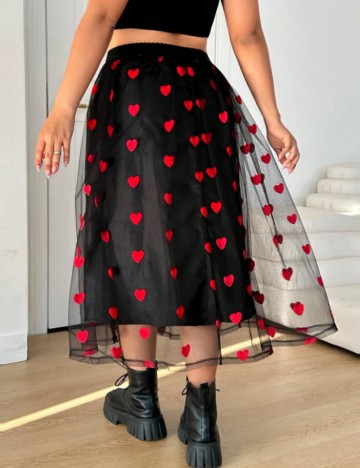 Fustă midi Shein Curve+, negru