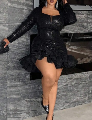 Rochie mini Shein Curve+, negru