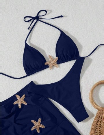 Set costum de baie și fustă Shein, mov