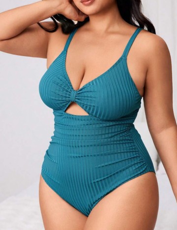 Costum de baie întreg Shein Curve+, albastru