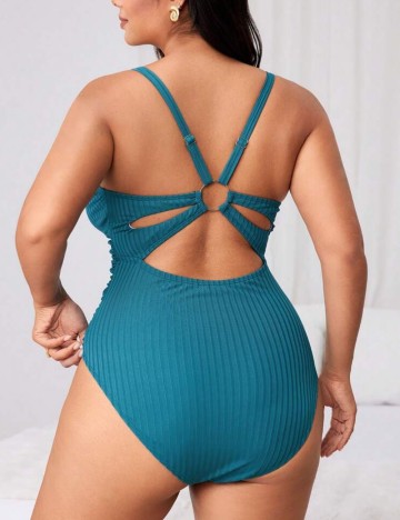 Costum de baie întreg Shein Curve+, albastru