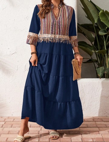 Rochie maxi Shein Curve+, mix culori