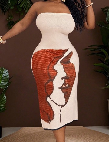 Rochie midi Shein Curve+, mix culori