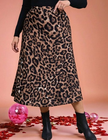 Fustă midi Shein Curve+, mix culori