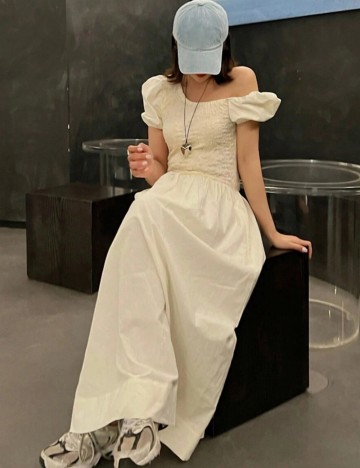 Rochie maxi DAZY by Shein, crem
