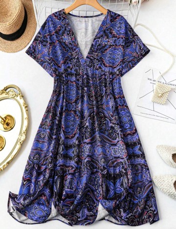 Rochie midi Shein Curve+, mix culori