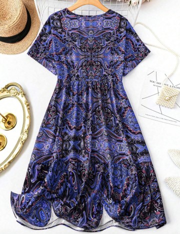 Rochie midi Shein Curve+, mix culori