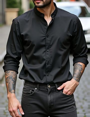 Cămașă MANFINITY by Shein, negru