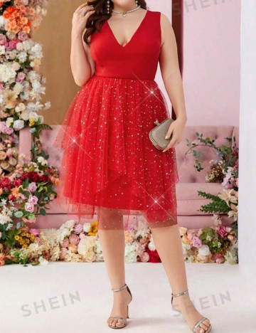 Rochie midi Shein Curve+, roșu