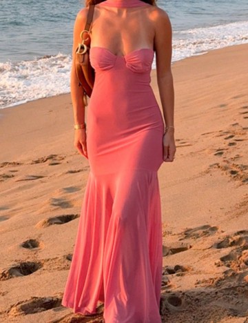 Rochie maxi Shein Curve+, roz