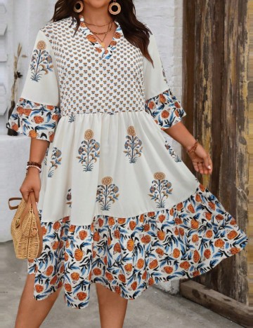 Rochie midi Shein Curve+, mix culori