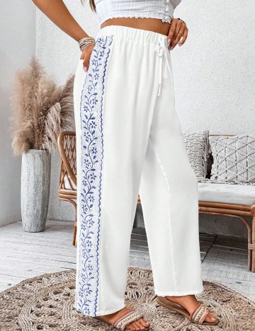 Pantaloni Shein Curve+, alb