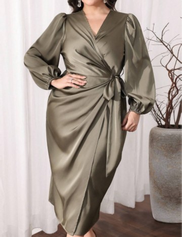 Rochie midi Shein Curve+, kaki