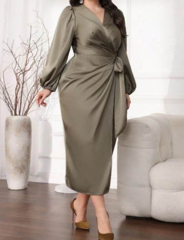 Rochie midi Shein Curve+, kaki