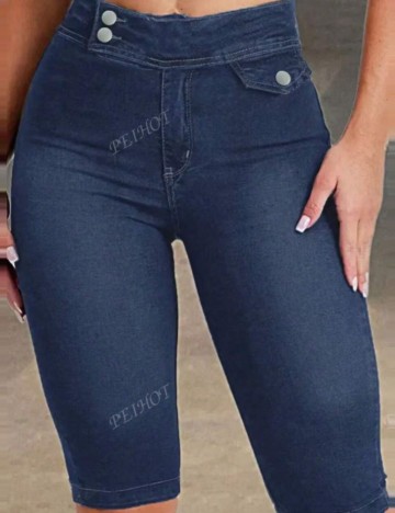Pantaloni scurți de blugi Shein, albastru