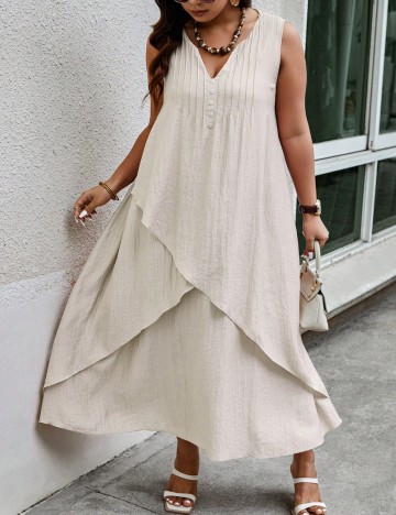 Rochie midi Shein Curve+, bej