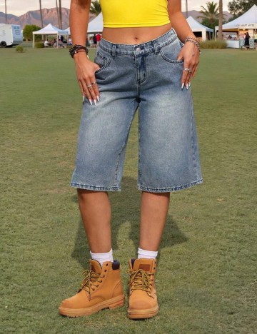 Jeans 3/4 Shein, albastru