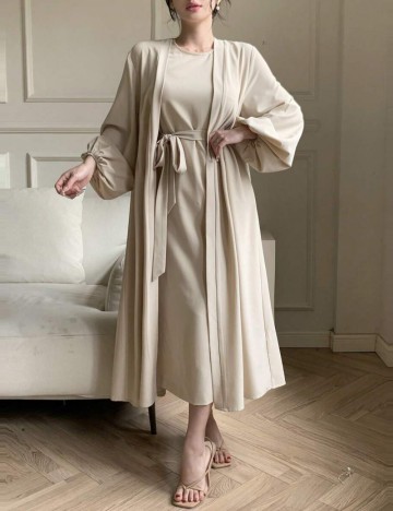 Set Rochie și Cardigan DAZY by Shein, bej