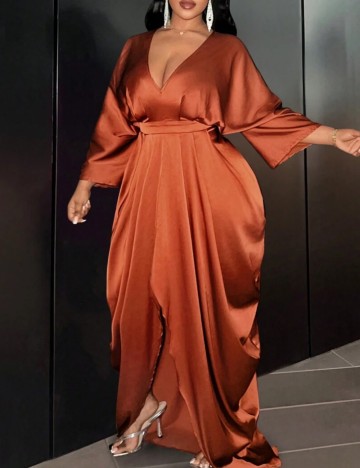 Rochie maxi Shein Curve+, cărămiziu