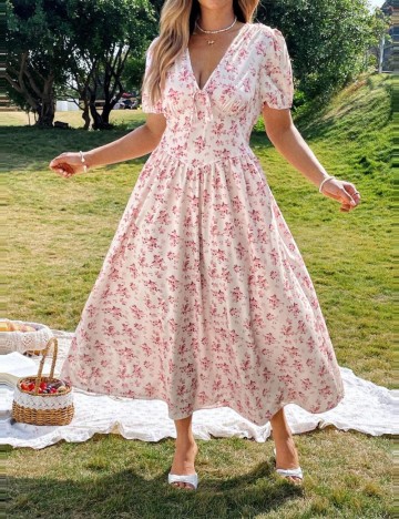 Rochie midi Shein Curve+, roz