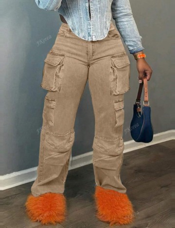 Pantaloni cargo Shein, bej