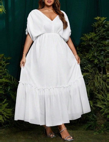 Rochie maxi Shein Curve+, alb