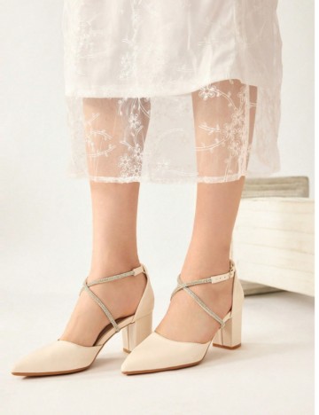 Pantofi cu toc CUCCOO by SHEIN, crem