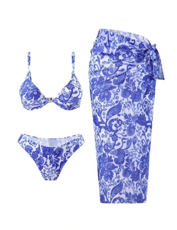 Set costum de baie și fustă Shein, mix culori