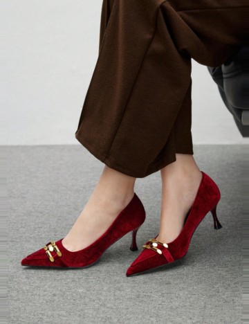 Pantofi cu toc CUCCOO by SHEIN, vișiniu