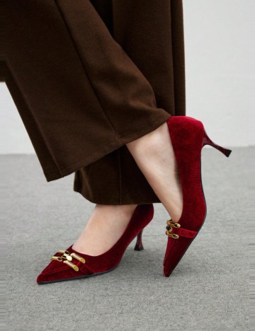 Pantofi cu toc CUCCOO by SHEIN, vișiniu