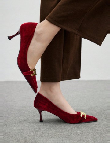 Pantofi cu toc CUCCOO by SHEIN, vișiniu