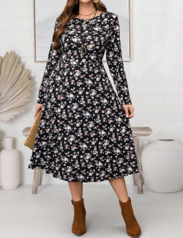 Rochie midi Shein Curve+, mix culori