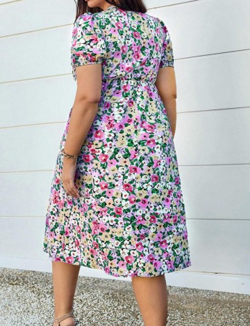 Rochie midi Shein Curve+, mix culori
