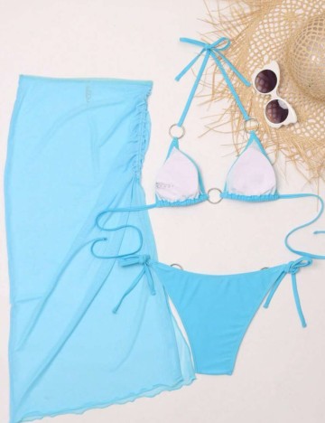 Set costum de baie și fustă Shein, albastru