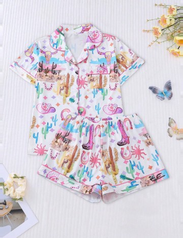 Compleu pijamale Shein, alb